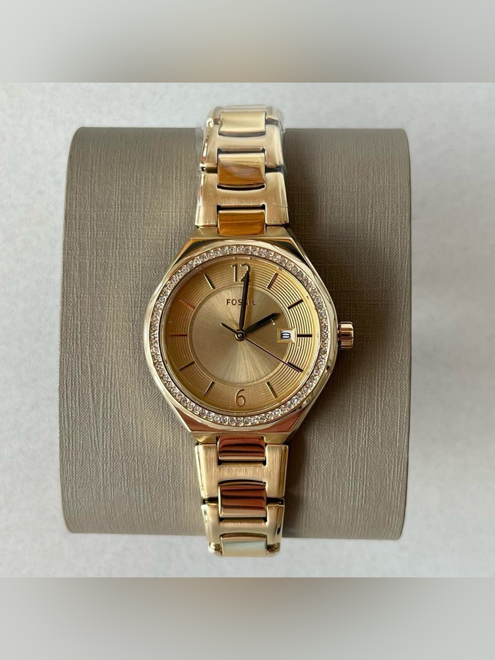 Fossil Women's Gold Crystal-Bezel Bracelet Watch